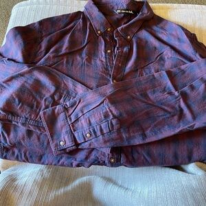 Travis Mathew Burgundy Checkered Button-Up Shirt Size XL